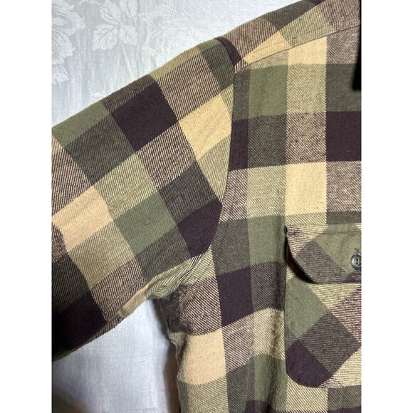 VTG Falls Creek Shacket 2X Brown Green Plaid Flannel Shirt Jacket Quilt Lined - Picture 5 of 11